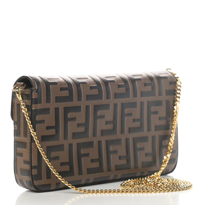 Fendi Vitello Soft F is Fendi Bi-Color FF 1974 Embossed Envelope Wallet On Chain with Pouches Maya Black 4 of 13