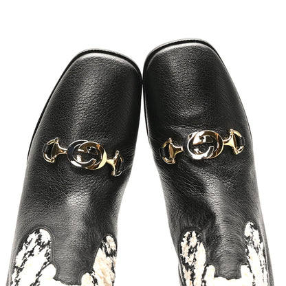 Gucci Tweed GG Monogram Wrinkled Kid Zumi Knee Boots 39.5 Natural Black 2 of 10