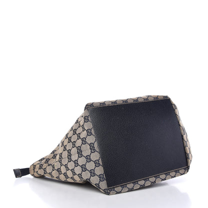 Gucci GG Monogram Medium Web Handle Bucket Tote Navy Blue 4 of 9