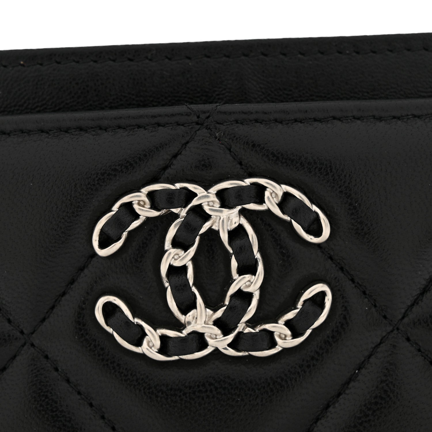 Chanel Lambskin Quilted Chanel 19 Card Holder Black 9 of 10