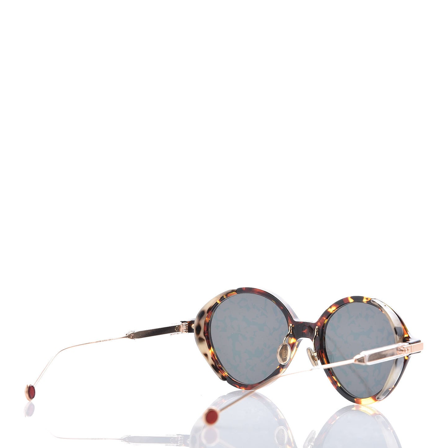 Acetate Leaf Print Umbrage Round Sunglasses Pink Foliage