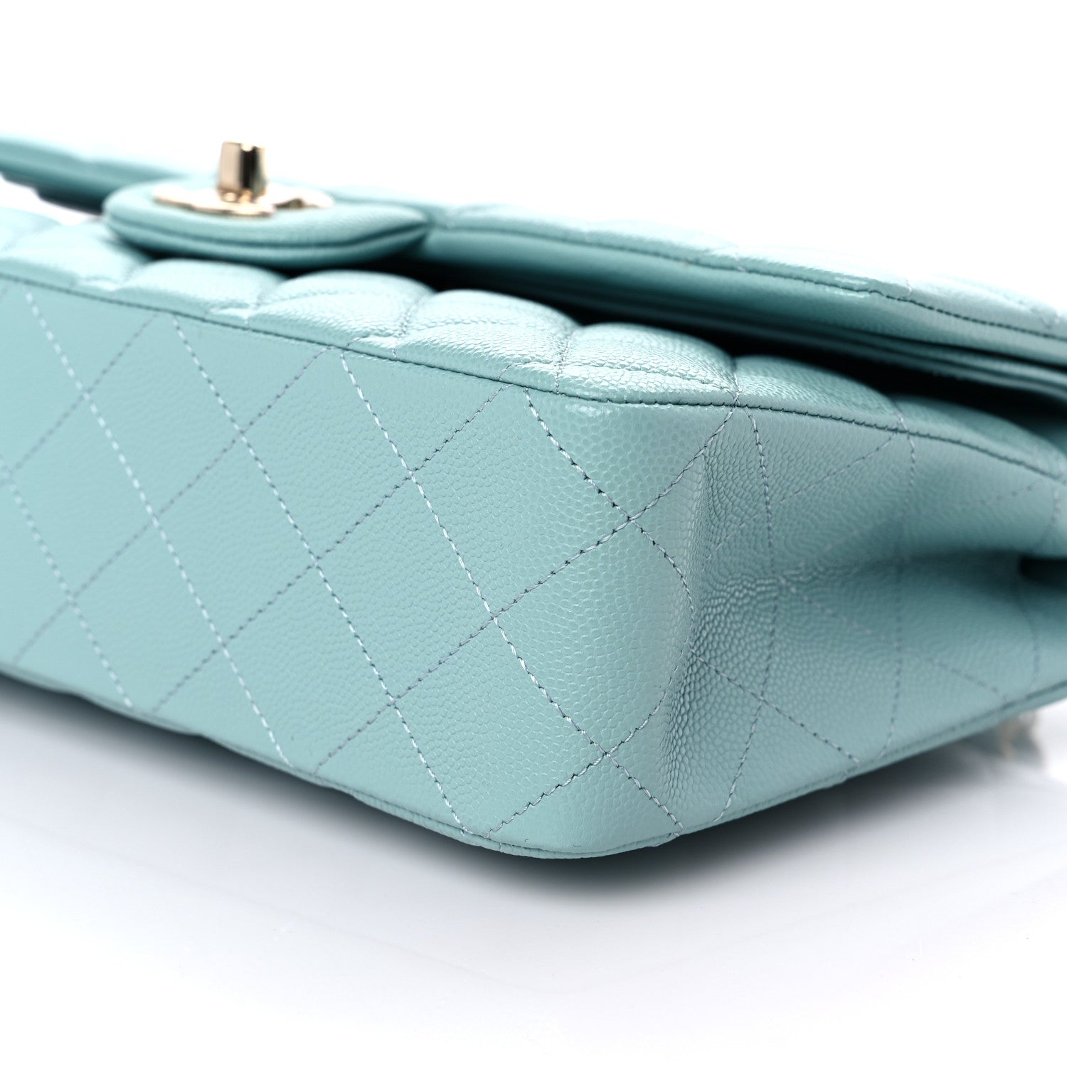 Chanel Caviar Quilted Medium Double Flap Light Blue 9 of 10