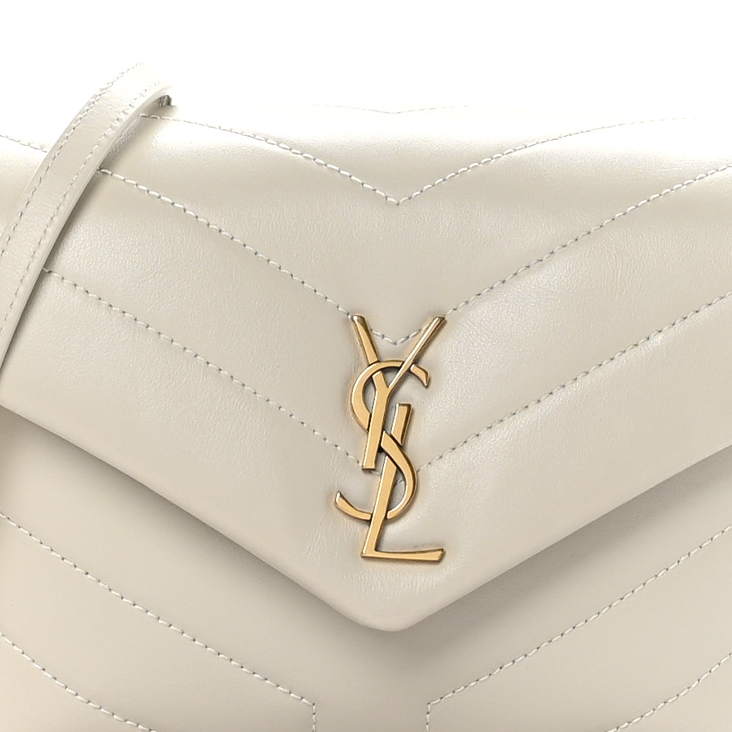 Saint Laurent Calfskin Y Quilted Monogram Toy Loulou Crossbody Bag Blanc Vintage 9 of 11