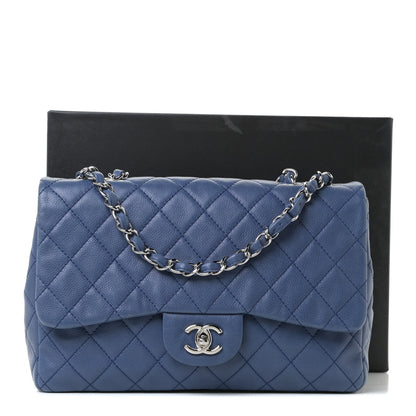 Chanel Washed Caviar Jumbo Single Flap Blue 10 of 10