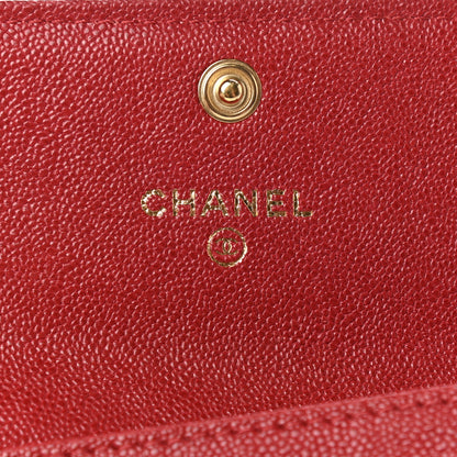 Chanel Caviar Quilted Boy Flap Card Holder Wallet Red 6 of 7