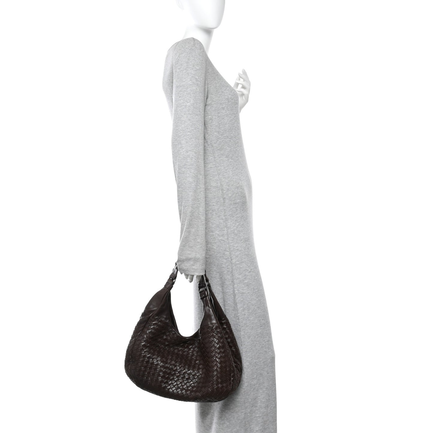 Nappa Intrecciato Medium Campana Hobo Ebano