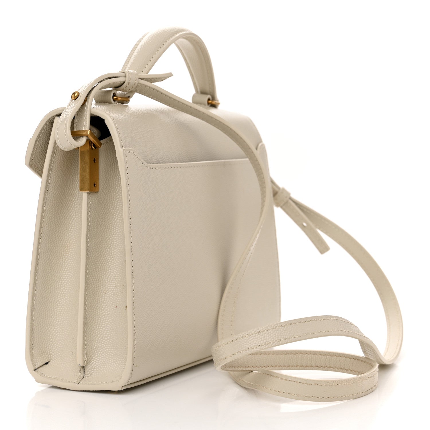 Saint Laurent Grain de Poudre Mini Classic Monogram Cassandra Top Handle Vintage White 3 of 11