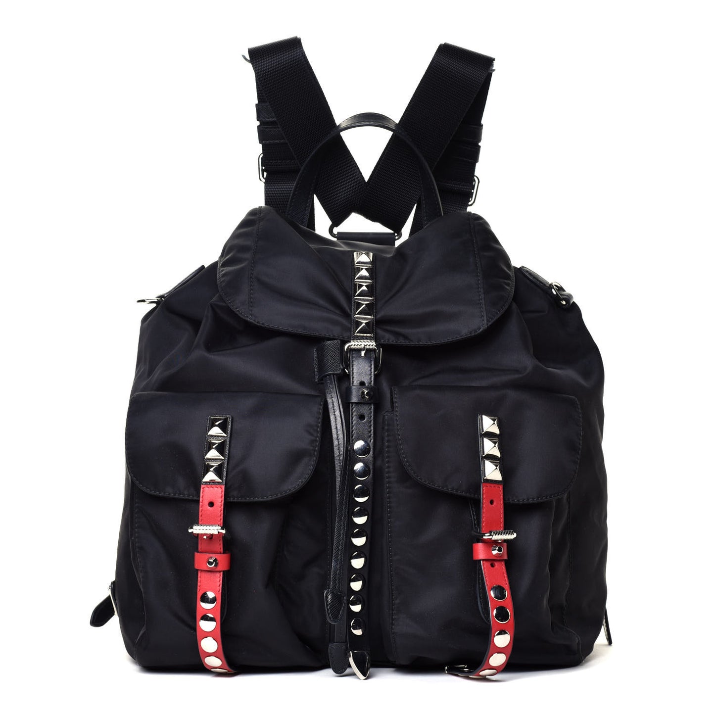 Nylon New Vela Studded Backpack Black Fuoco
