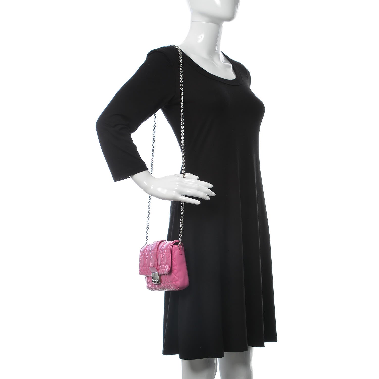 Christian Dior Lambskin Cannage New Lock Pouch Rose Sorbet 2 of 15