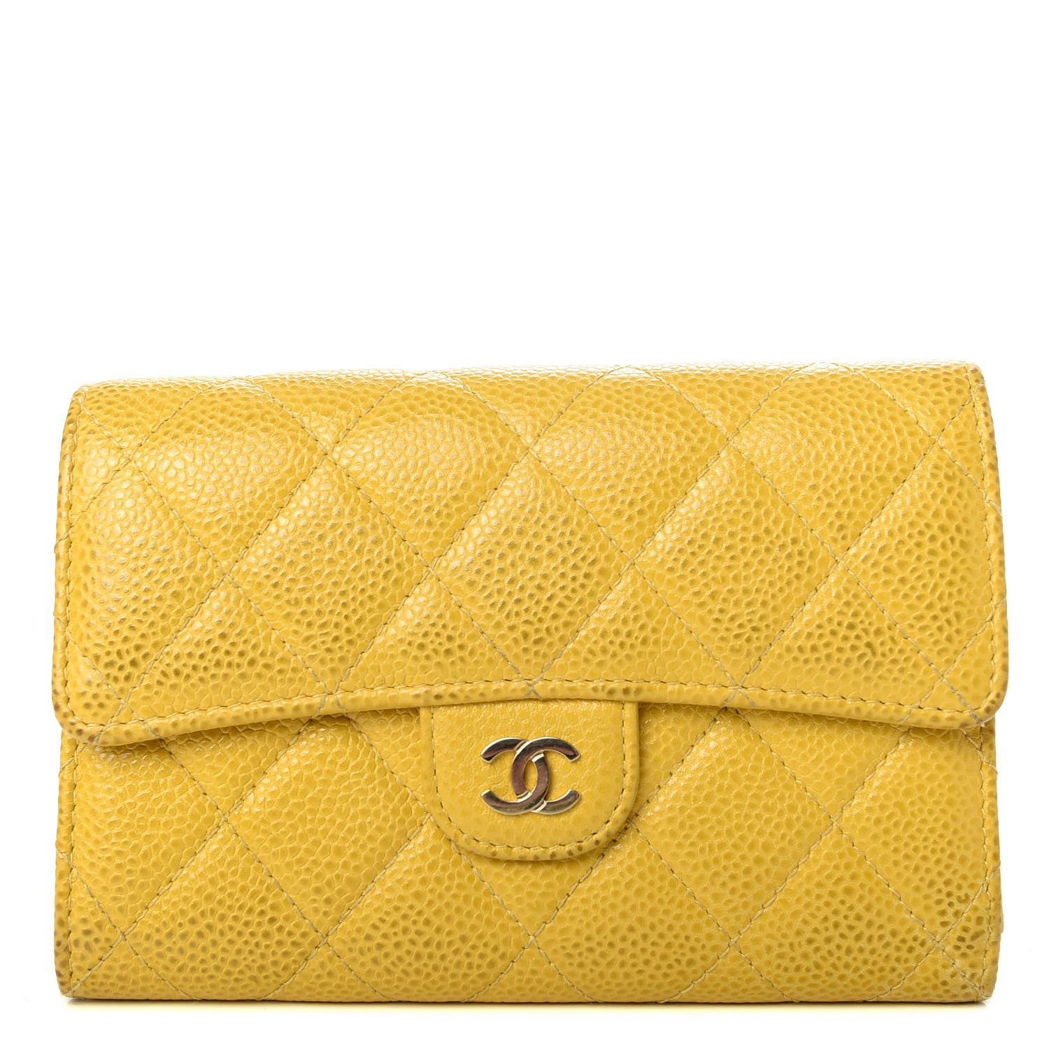 Chanel Caviar Quilted Medium Flap Wallet Yellow 1 of 7