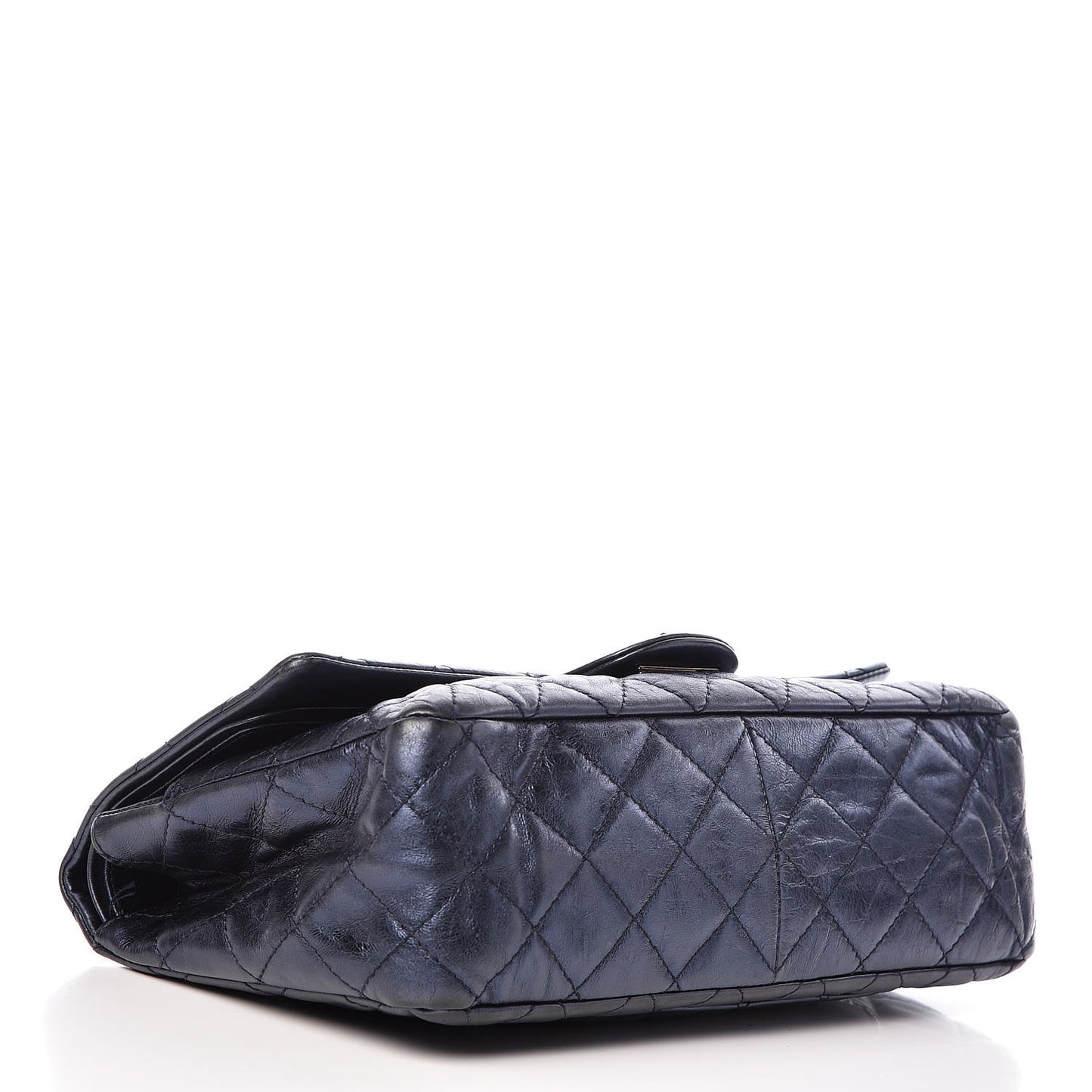 Metallic Calfskin Quilted 2.55 Reissue 227 Flap Dark Navy Blue