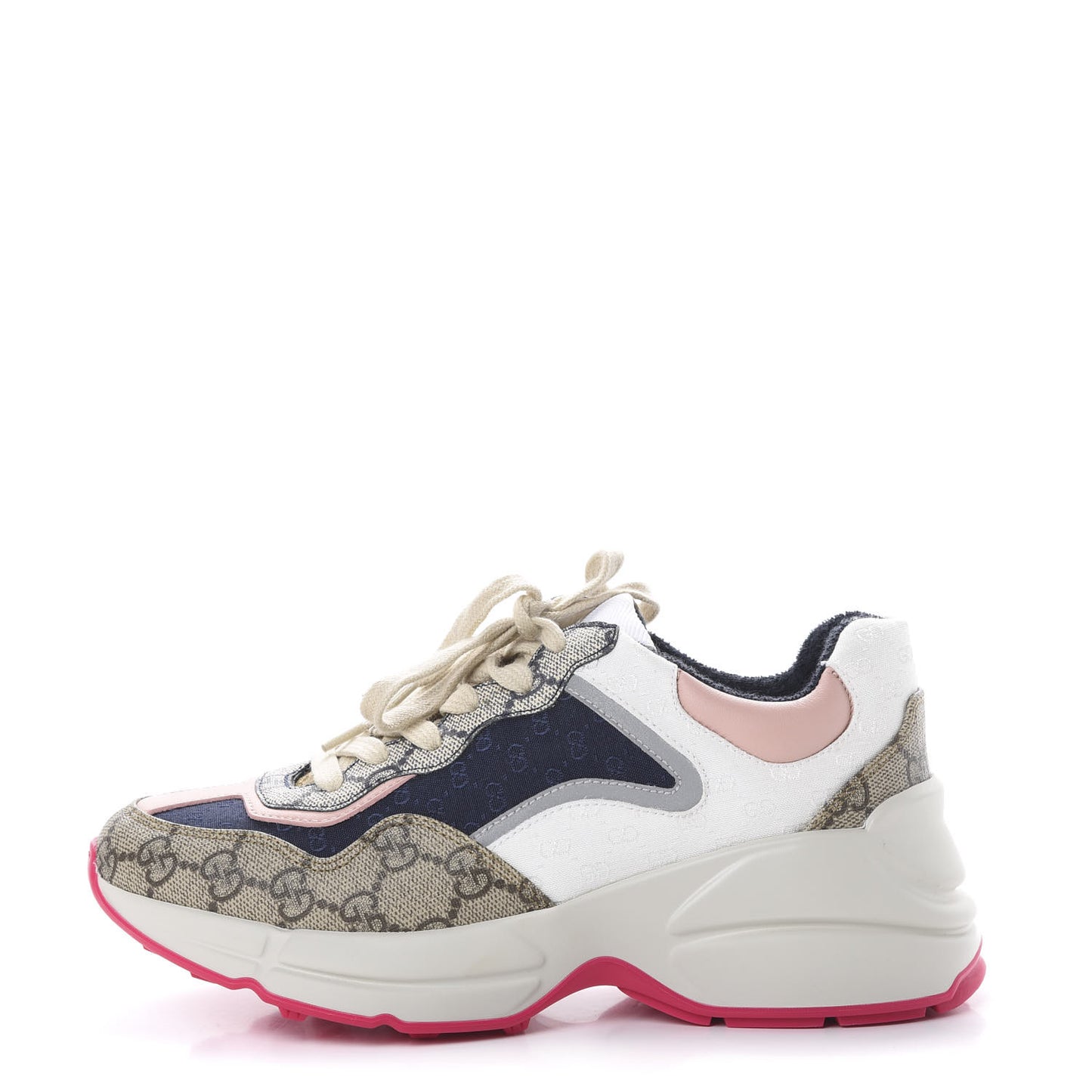 GG Supreme Monogram Mix Monogram Womens Rhyton Sneakers 36 London Blue Beige Pale Pink