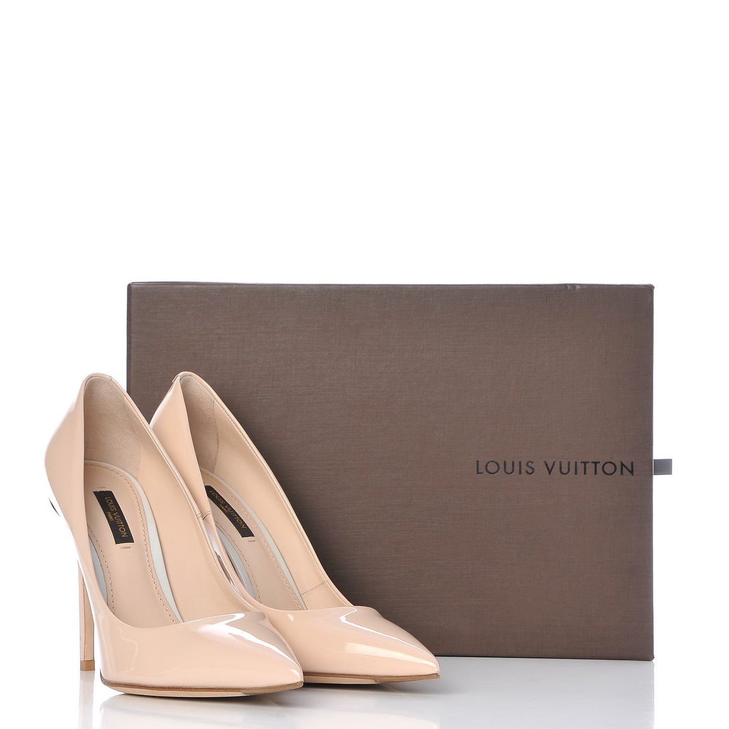 Patent Calfskin Eyeline Pumps 38 Nude