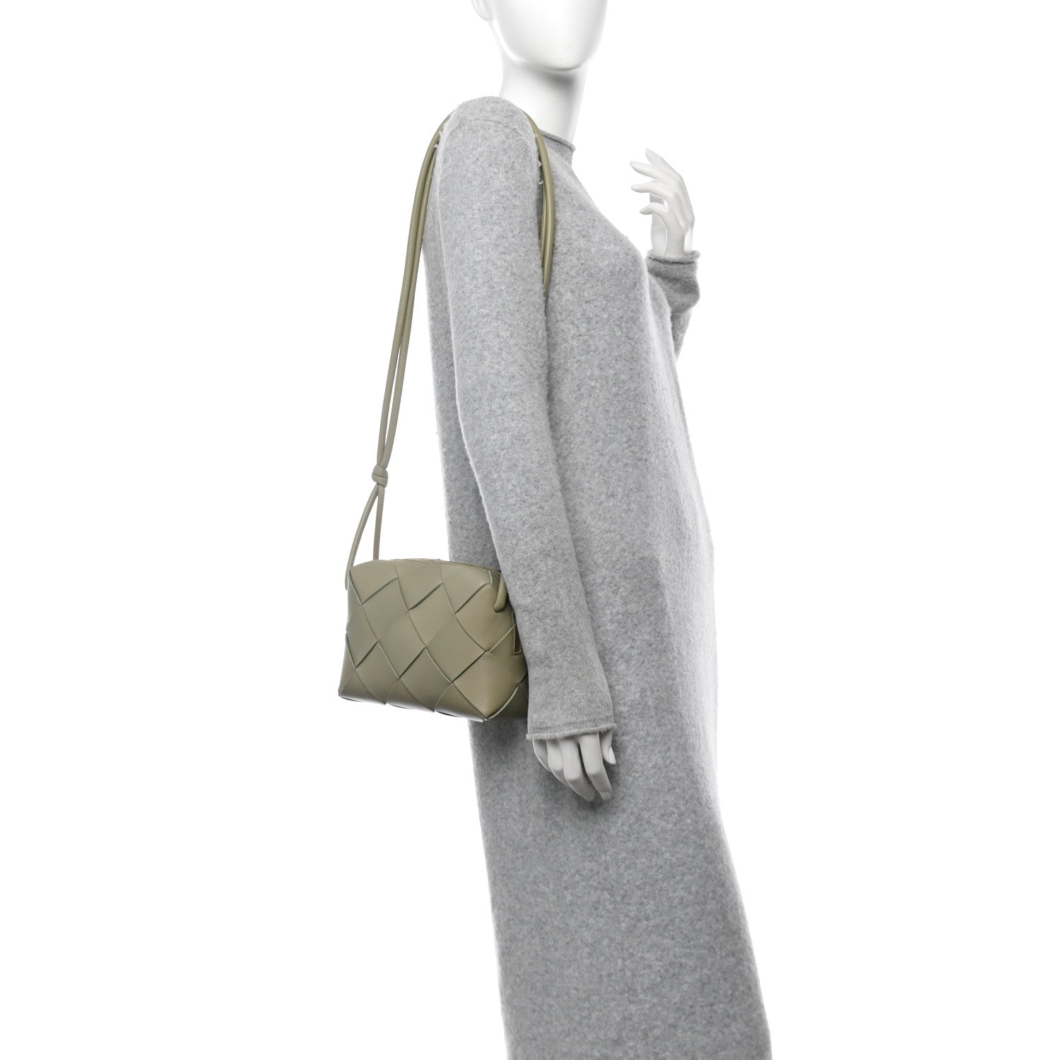 Bottega Veneta Lambskin Maxi Intrecciato Small Cassette Camera Bag Travertine 2 of 9
