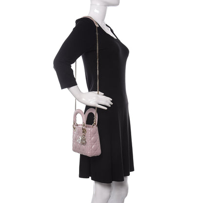 Christian Dior Metallic Lambskin Cannage Mini Lady Dior Lotus 2 of 11