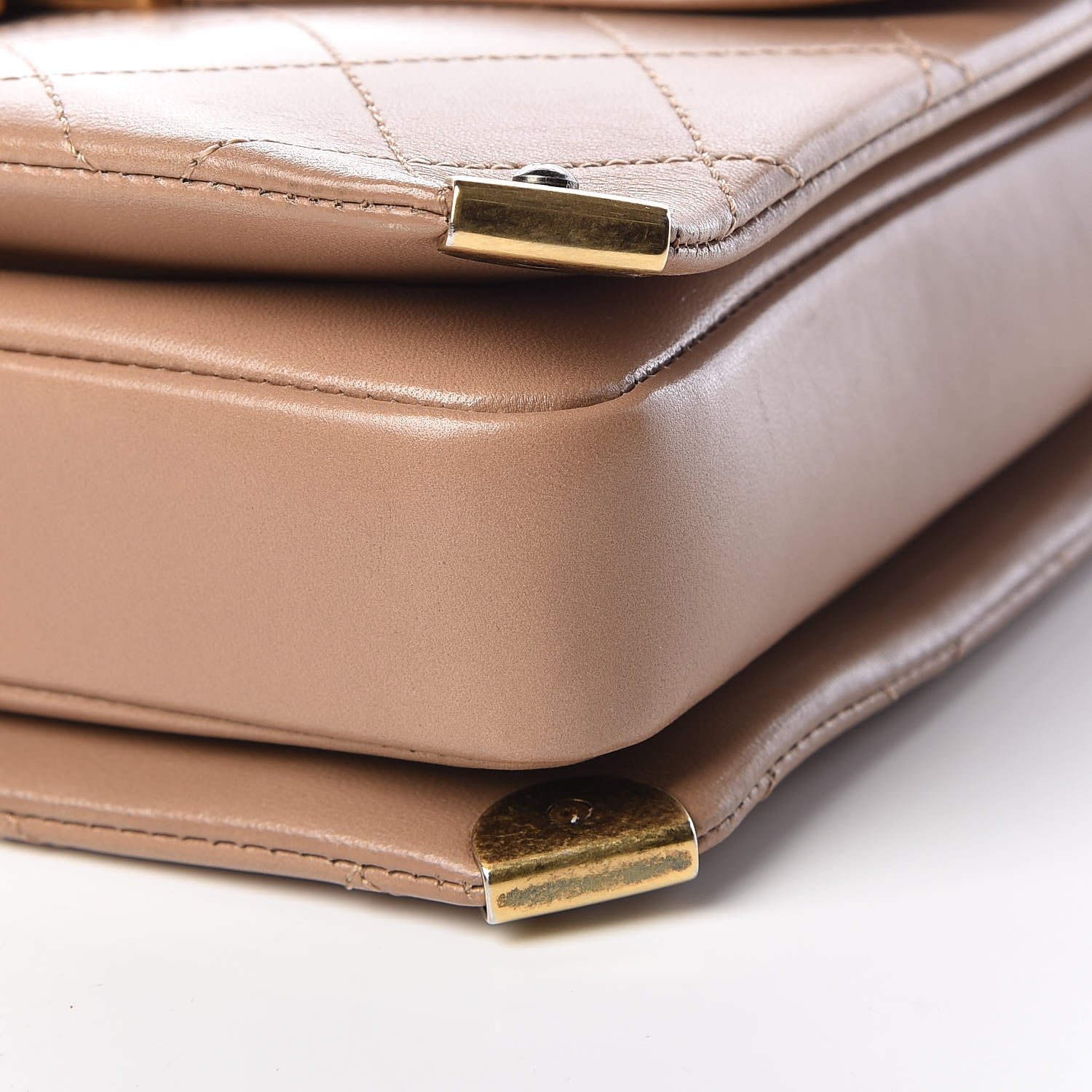 Chanel Shiny Lambskin Quilted Around The Corner Flap Beige 9 of 10