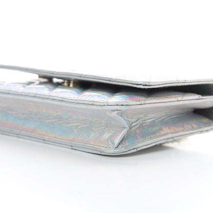 Chanel Iridescent Goatskin Quilted Wallet On Chain WOC Silver 11 of 12