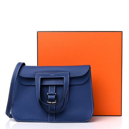 Hermes Taurillon Clemence Halzan 31 Bleu Brighton 9 of 9