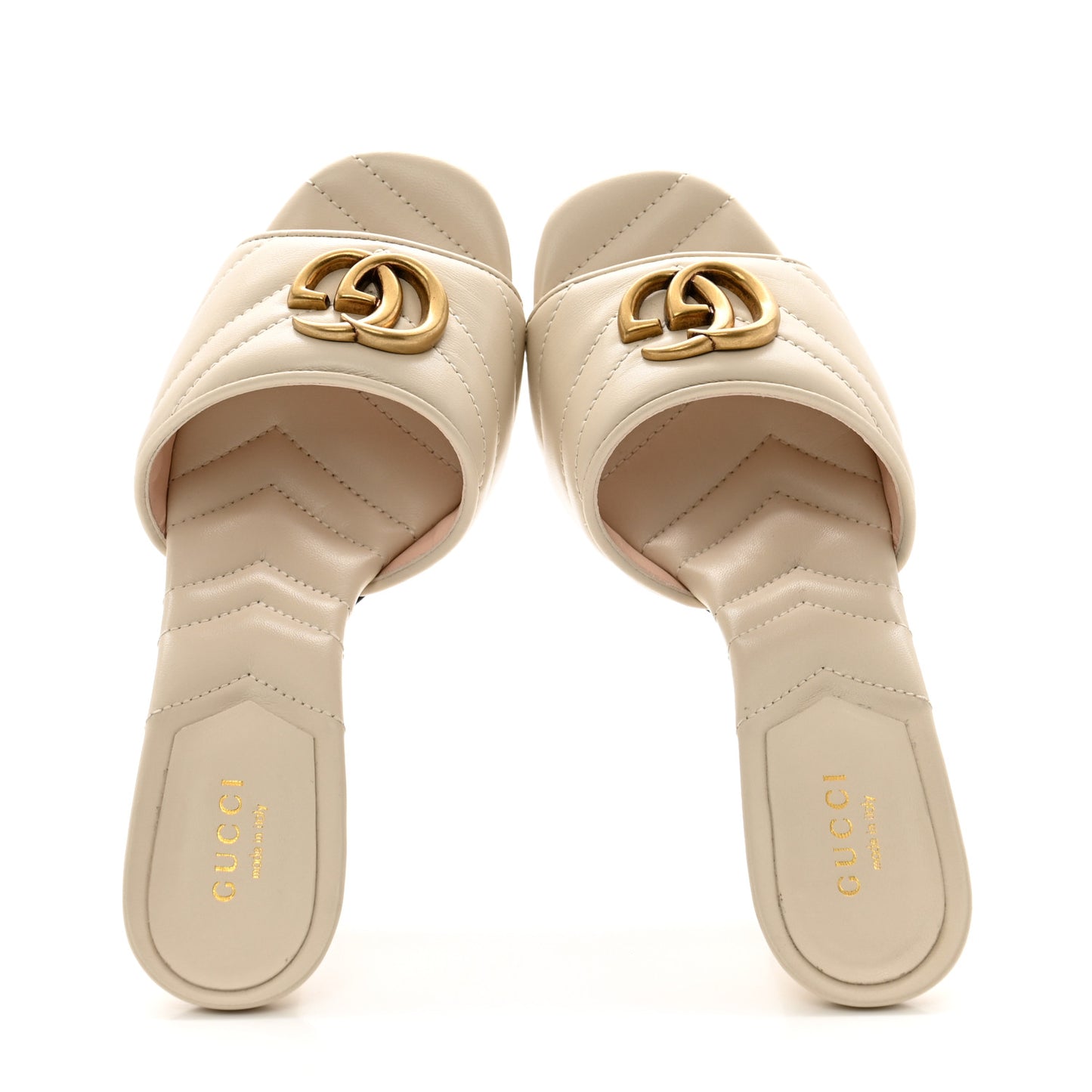 Nappa Matelasse GG Marmont 75mm Slide Sandals 36.5 Mystic White