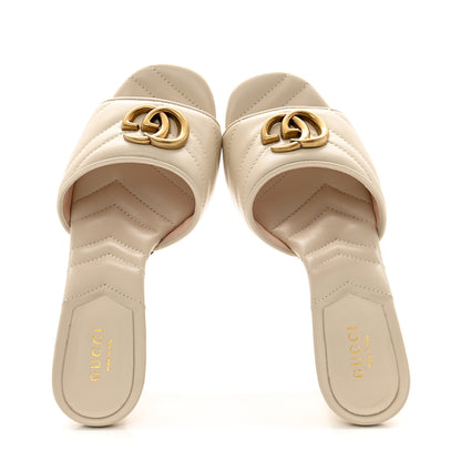 Gucci Nappa Matelasse GG Marmont 75mm Slide Sandals 36.5 Mystic White 2 of 10