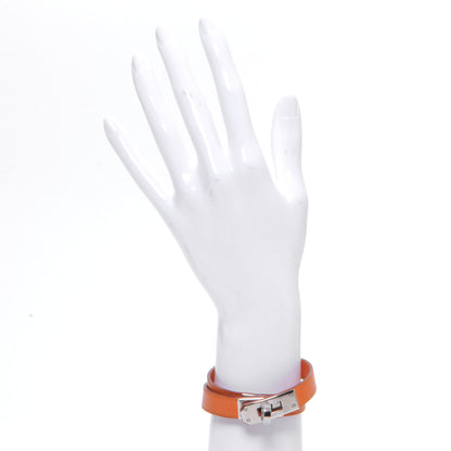 Hermes Chamonix Leather Kelly Double Tour Bracelet Orange Small 2 of 6