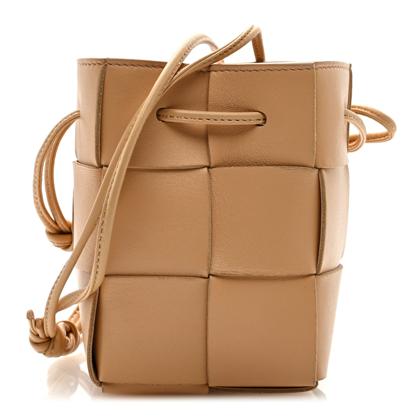 Nappa Maxi Intrecciato Mini Cassette Bucket Bag Almond