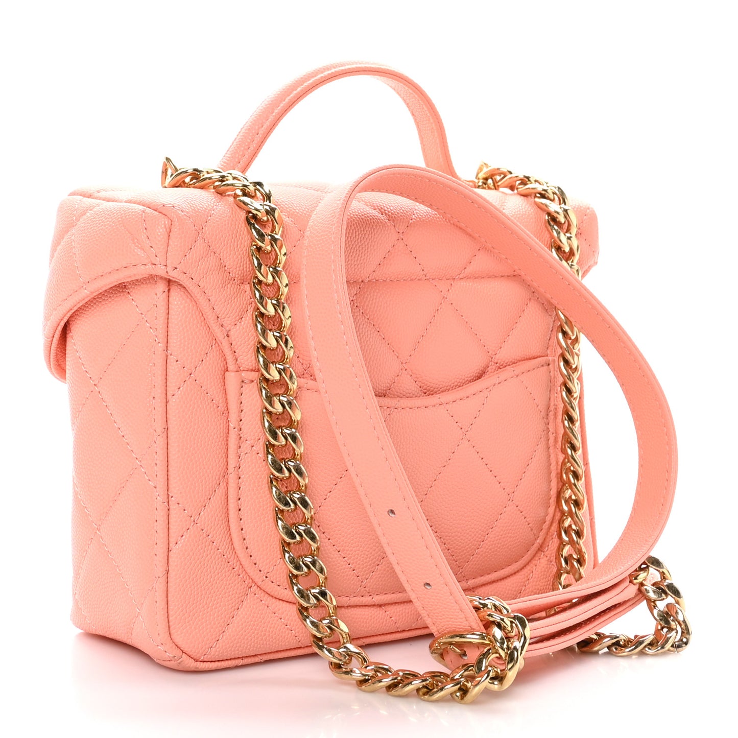 Caviar Quilted Handy Box Vanity Case Orange