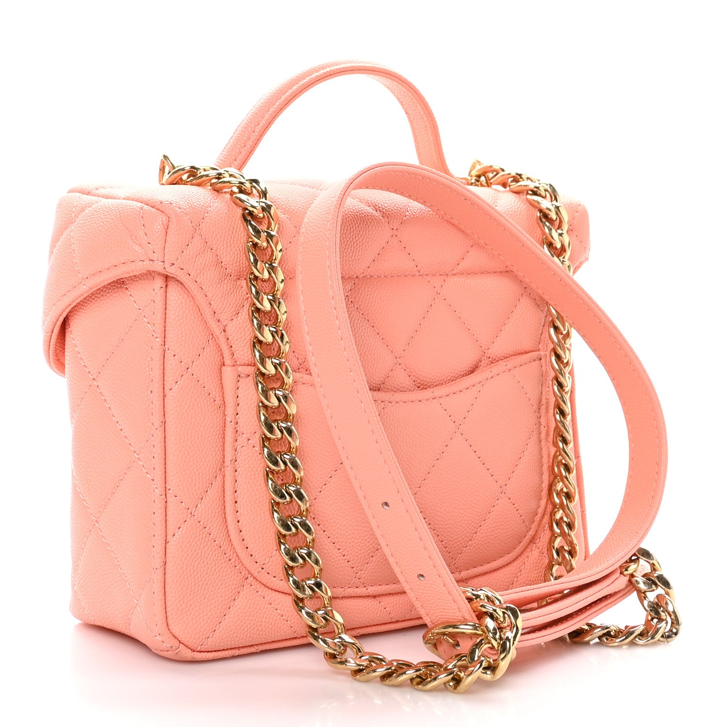 Chanel Caviar Quilted Handy Box Vanity Case Orange 3 of 10