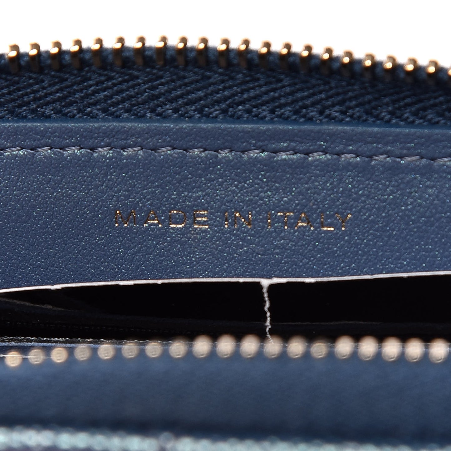 Iridescent Caviar Quilted Medium Zip Around Wallet Dark Blue