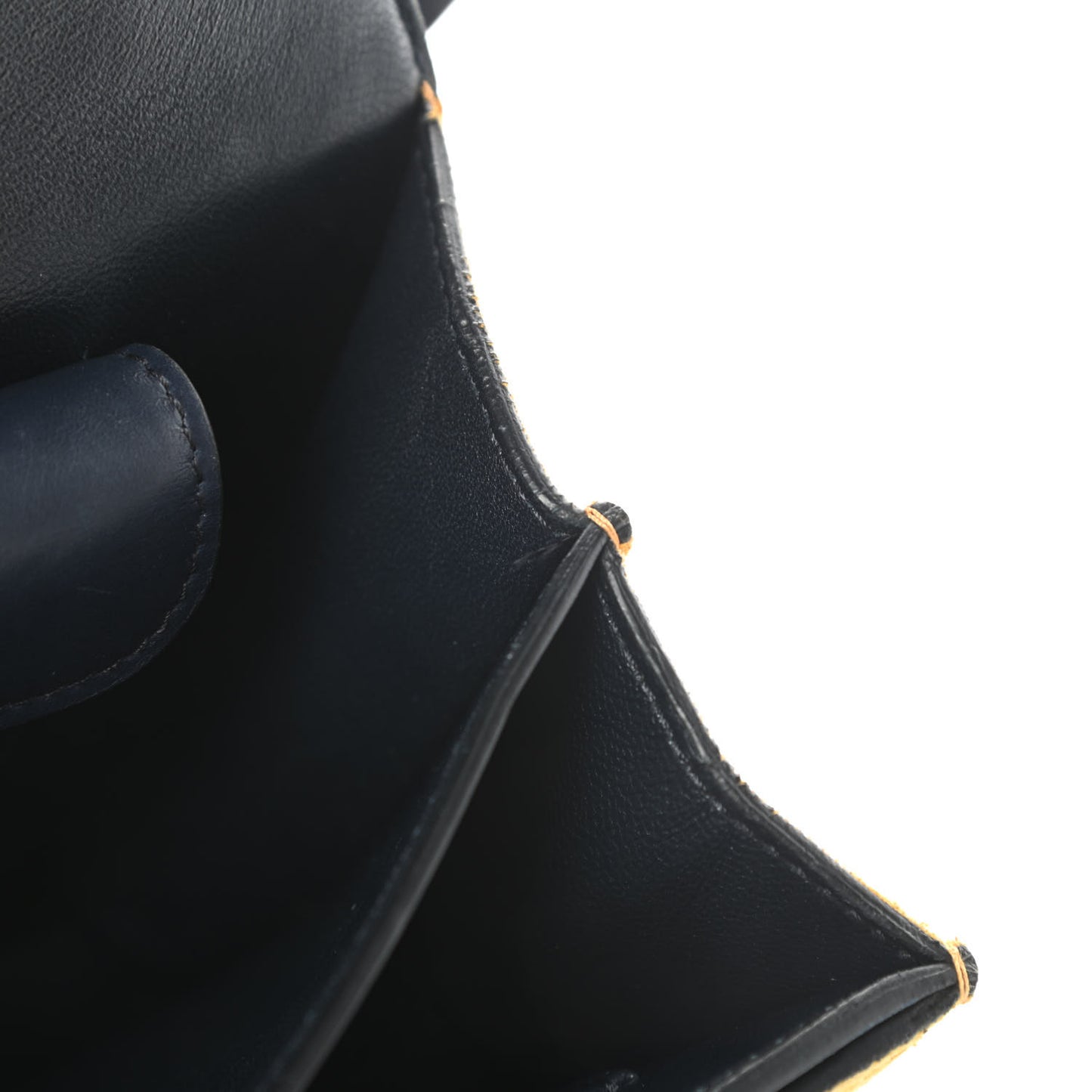 Calfskin Suede Bi-Color Small Case Flap Navy Blue Yellow