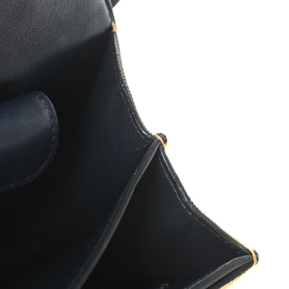 Celine Calfskin Suede Bi-Color Small Case Flap Navy Blue Yellow 11 of 18