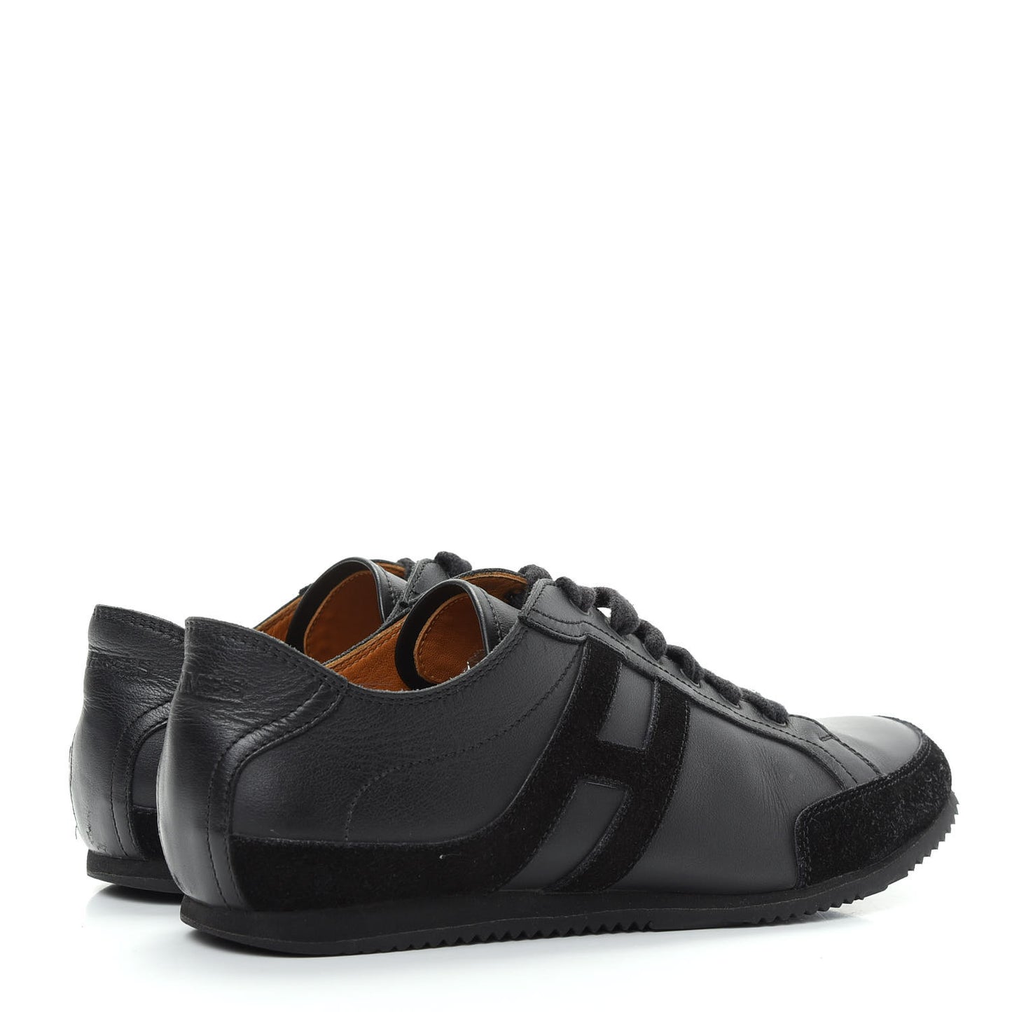 Calfskin Suede Goatskin Mens Tie Break Sneakers 38 Black