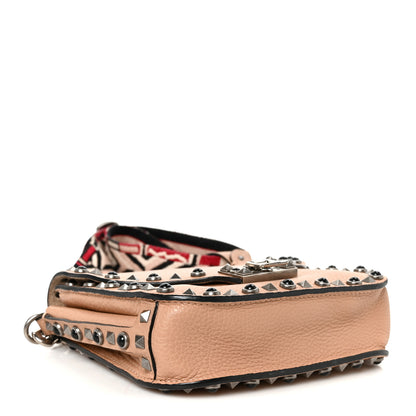 Valentino Garavani Grained Calfskin Onyx Guitar Strap Rockstud Rolling Shoulder Flap Messenger Bag Soft Noisette 3 of 10