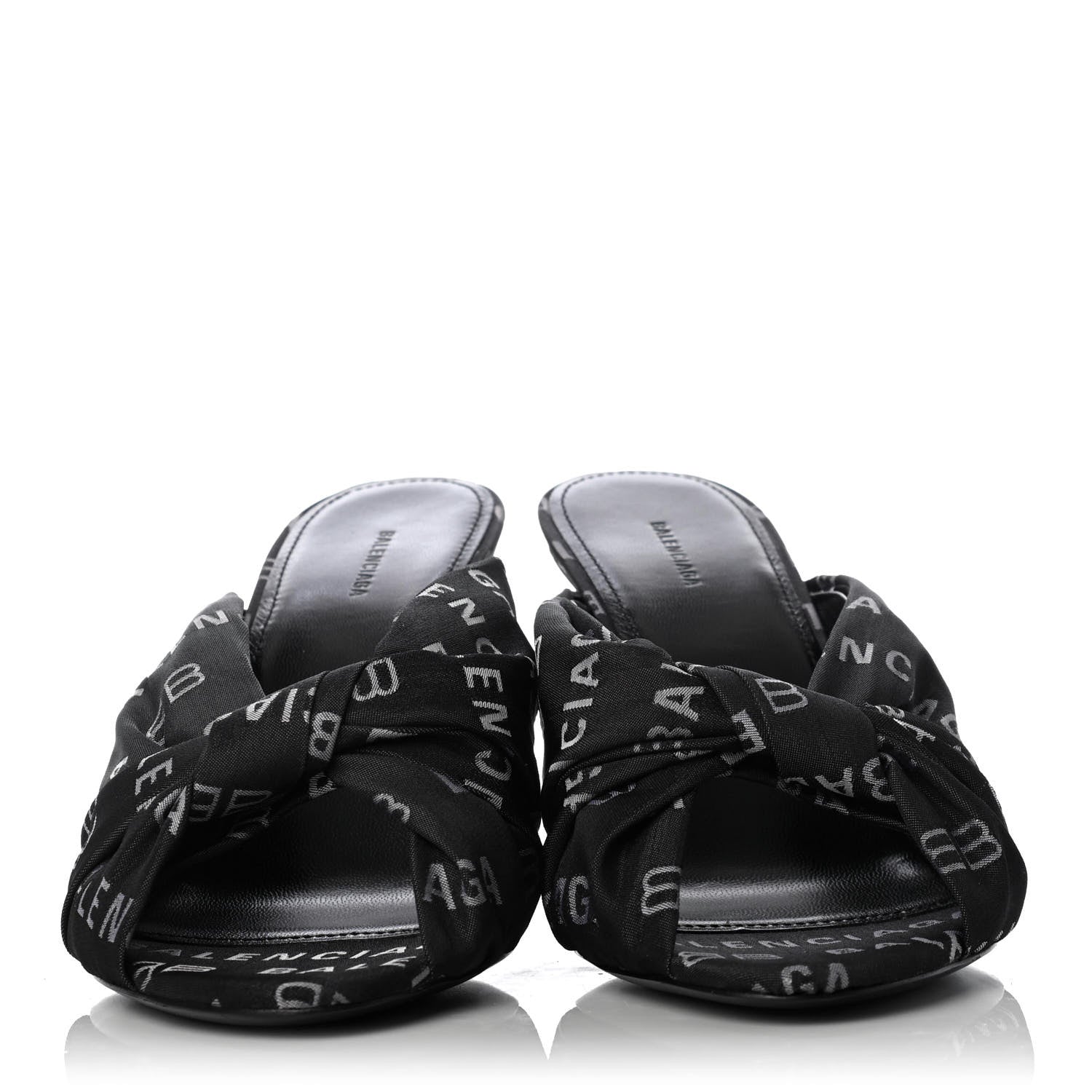 Balenciaga Jacquard Allover Logo Drapy 80mm Sandals 36.5 Black White 4 of 18