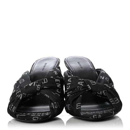 Balenciaga Jacquard Allover Logo Drapy 80mm Sandals 36.5 Black White 4 of 18
