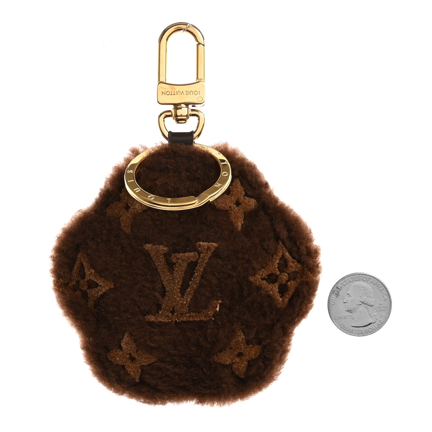 Louis Vuitton Shearling LV Paw Key Holder Bag Charm Brown 2 of 6