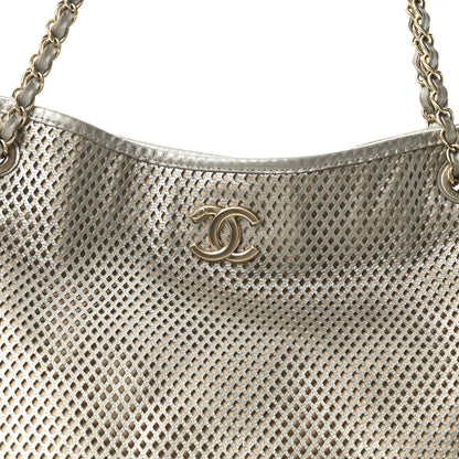 Chanel Metallic Calfskin Perforated Up In The Air Tote Silver 8 of 10