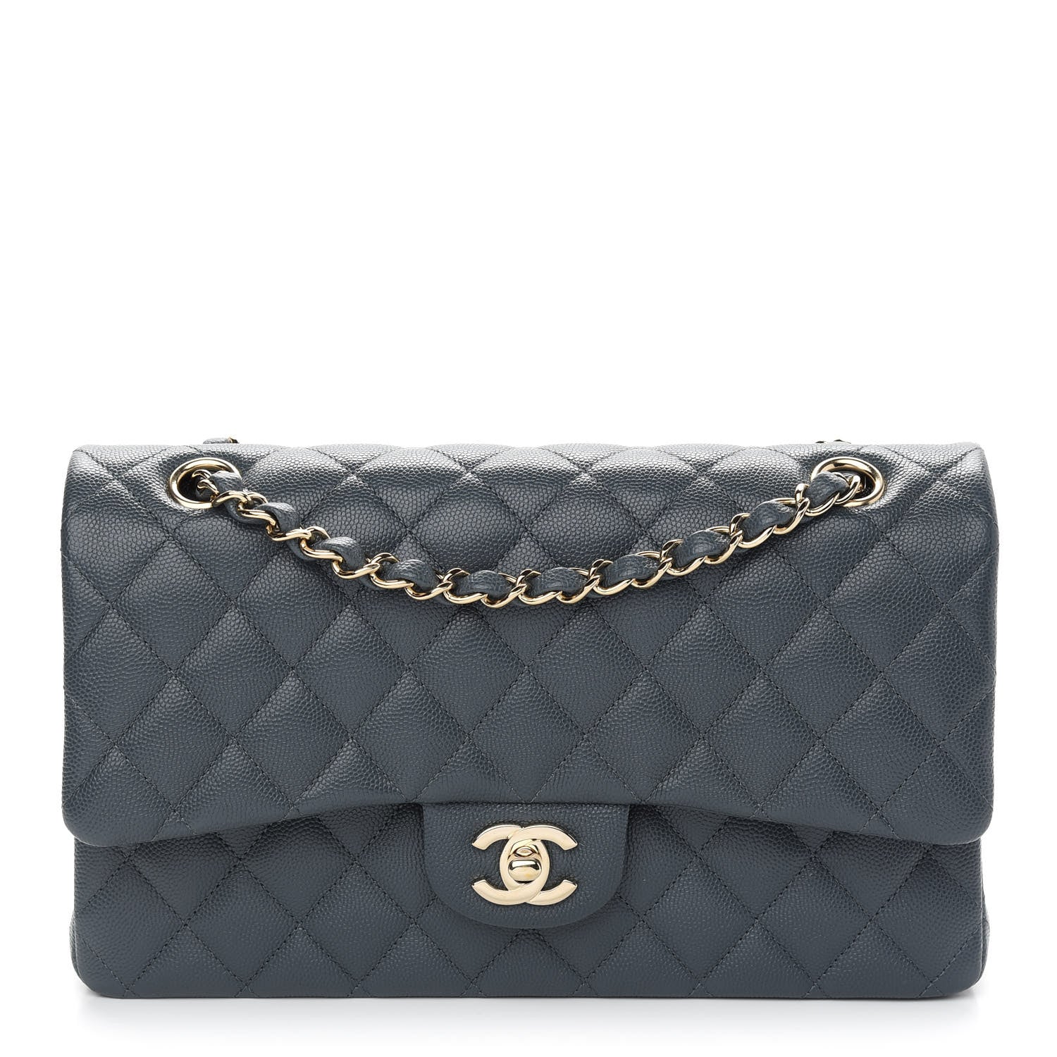 Chanel Caviar Quilted Medium Double Flap Dark Grey 1 of 9