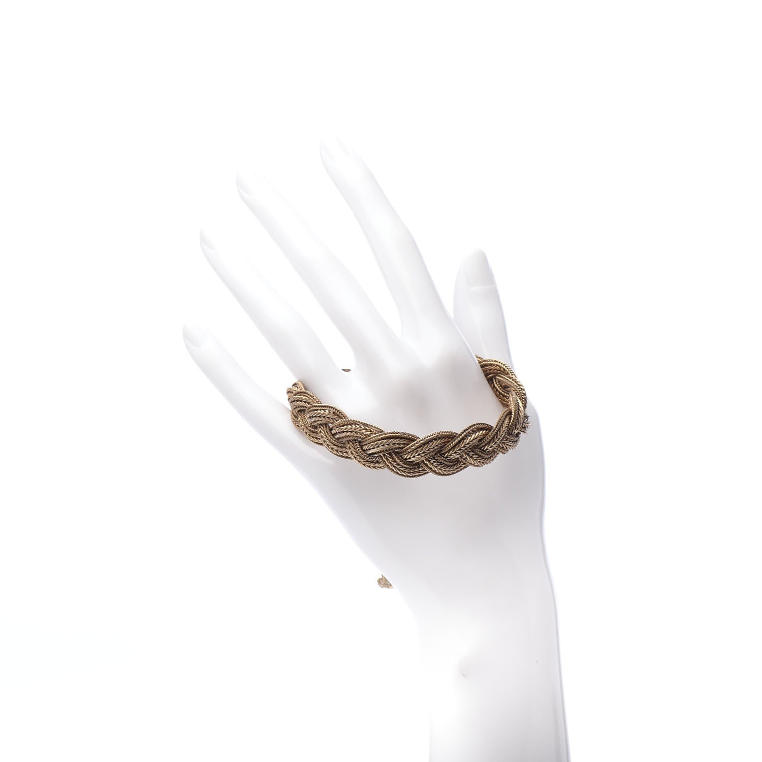 Chanel Metal Braided Chain Bracelet Gold 2 of 6