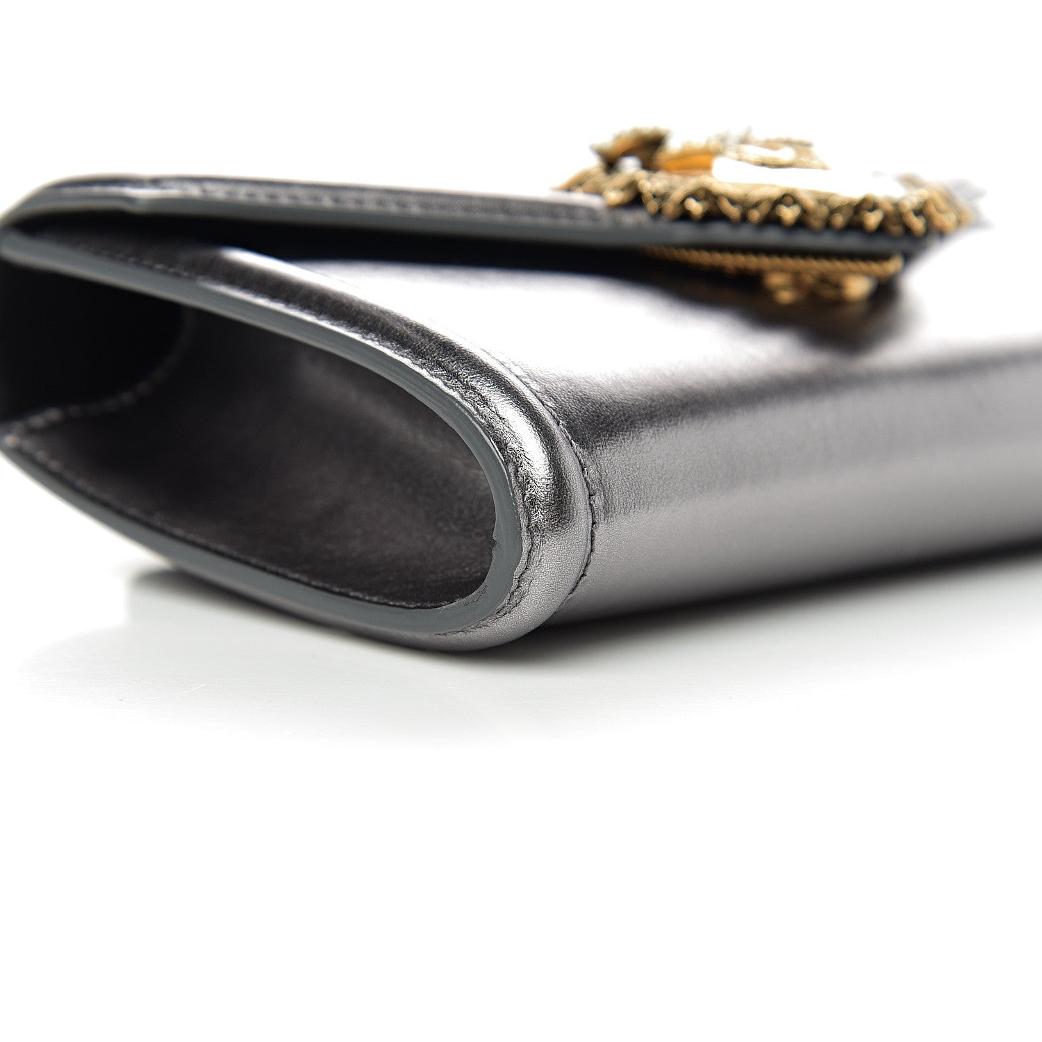 Dolce & Gabbana Metallic Agnello Vitello Devotion Belt Bag 95 38 Argento Scuro 7 of 11