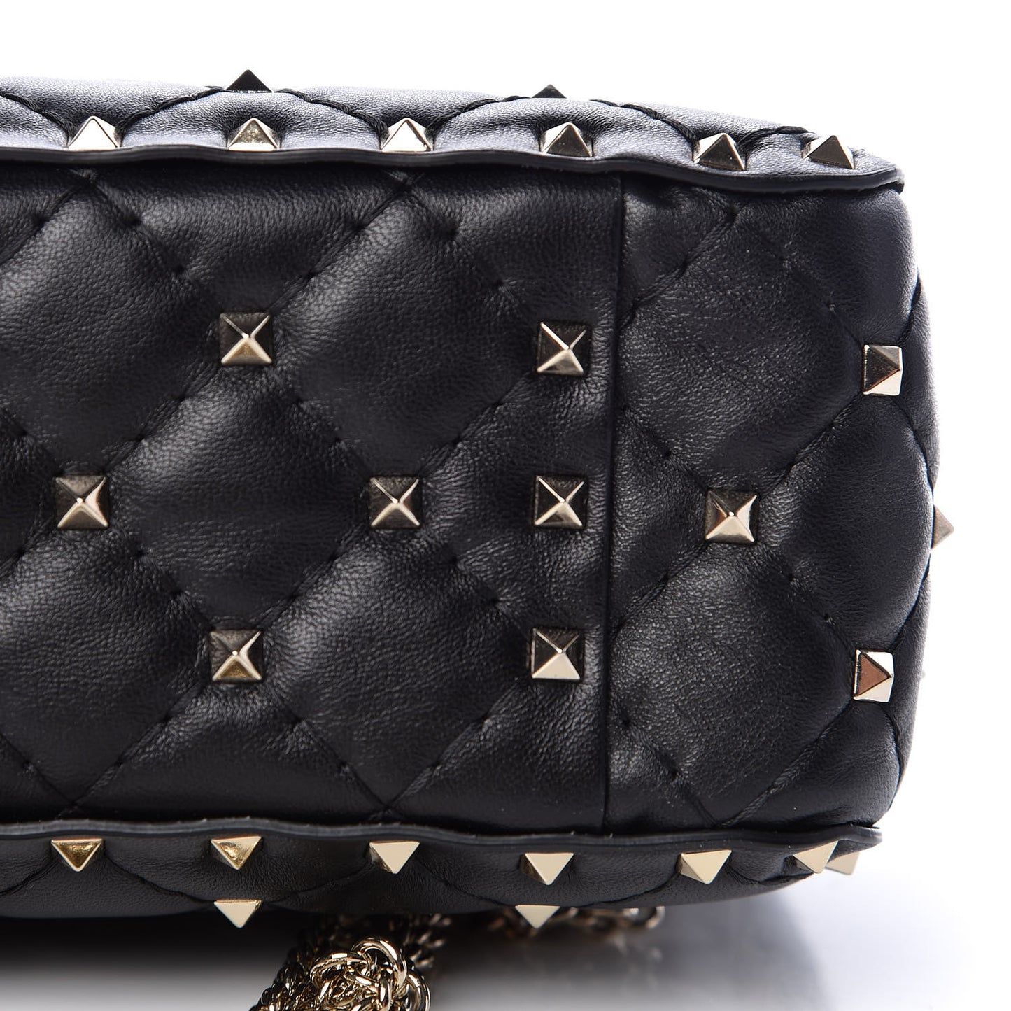 Lambskin Medium Rockstud Spike Shoulder Bag Black