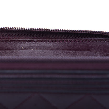Chanel Caviar Quilted Small Boy Zip Around Wallet Dark Purple 7 of 8