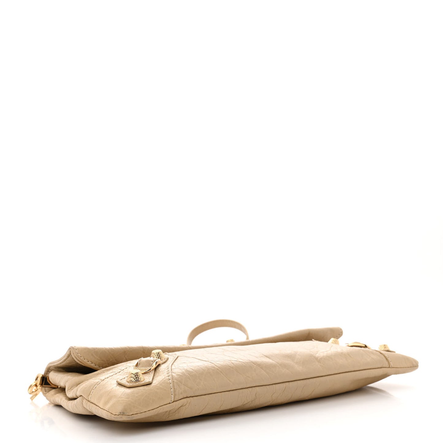 Agneau Giant 12 Gold Hardware Envelope Strap Clutch Pralaine