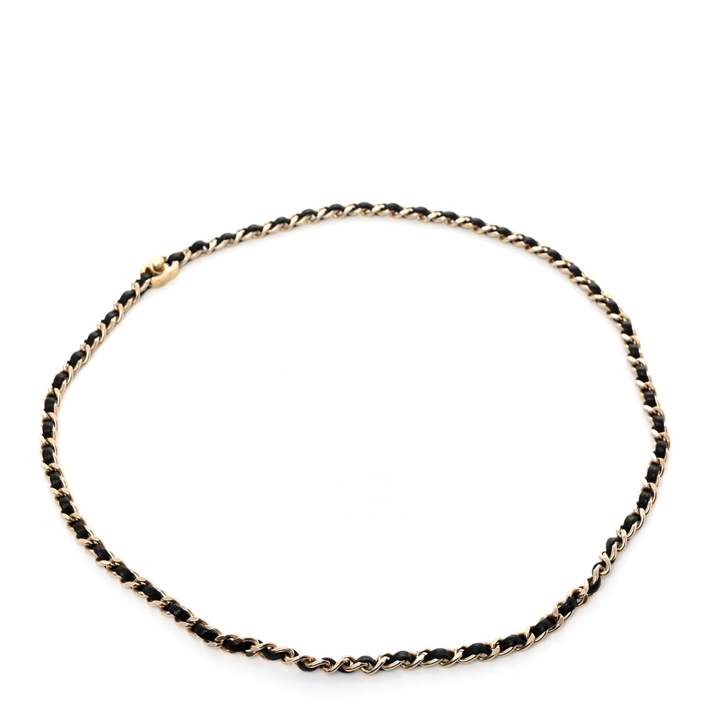 Metallic Lambskin CC Turnlock Chain Belt Black