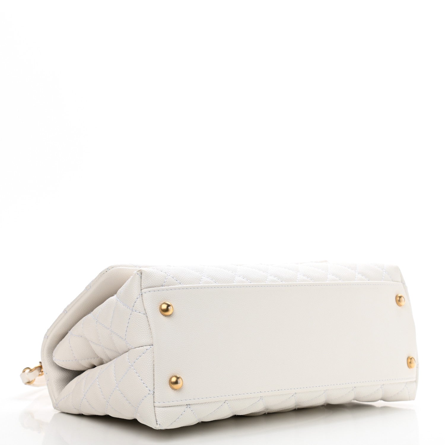 Chanel Caviar Lizard Quilted Small Coco Handle Flap White Beige 4 of 11