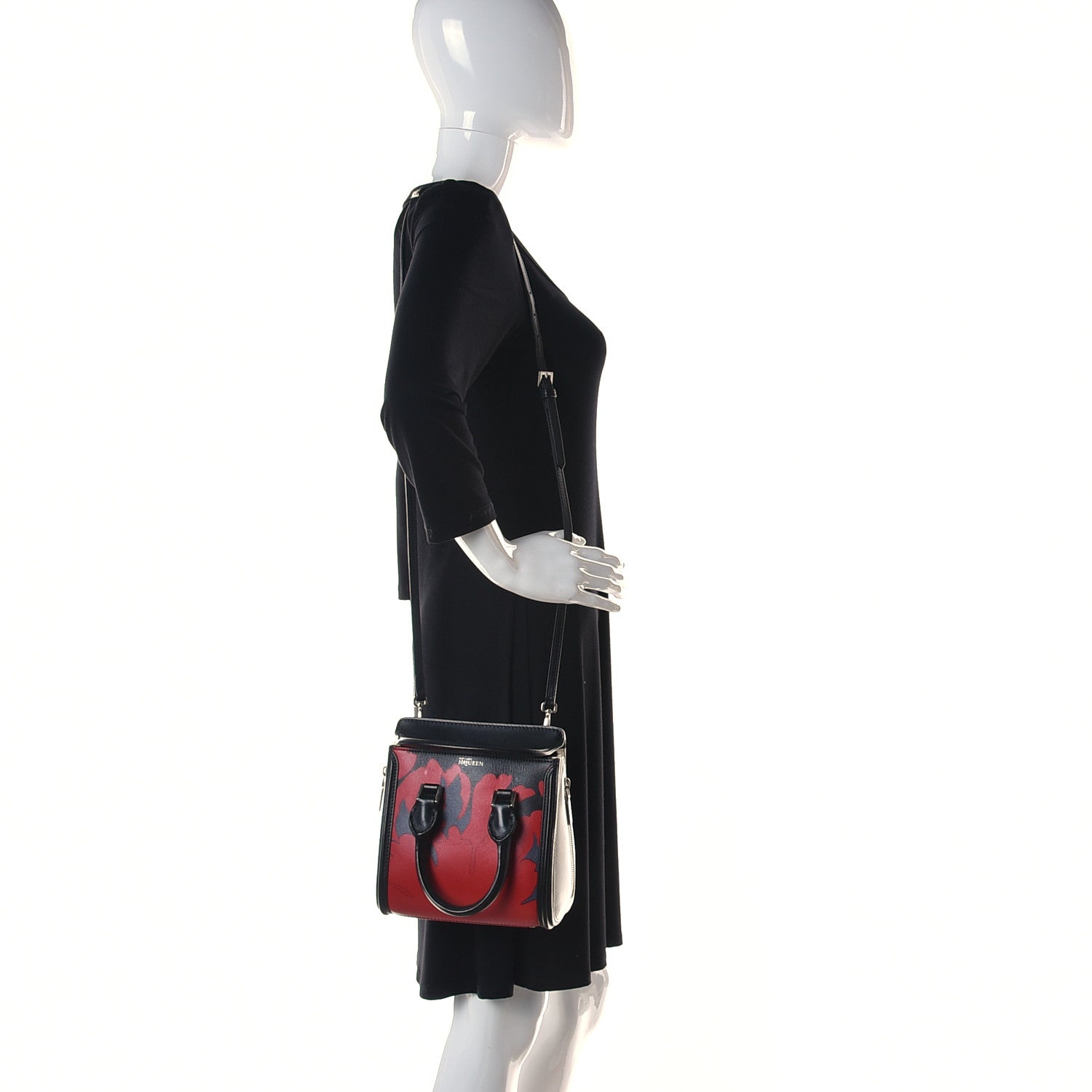 Alexander McQueen Calfskin Floral Cut Out Mini Heroine Shoulder Bag Red 2 of 11