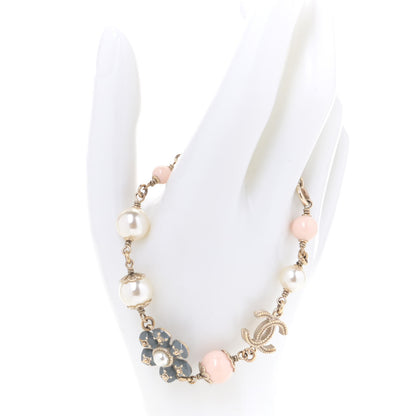 Chanel Enamel Pearl Beaded Camellia CC Bracelet Gold 3 of 6