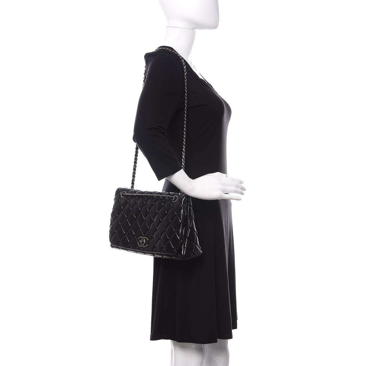 Lambskin Large New Bubble Flap Black