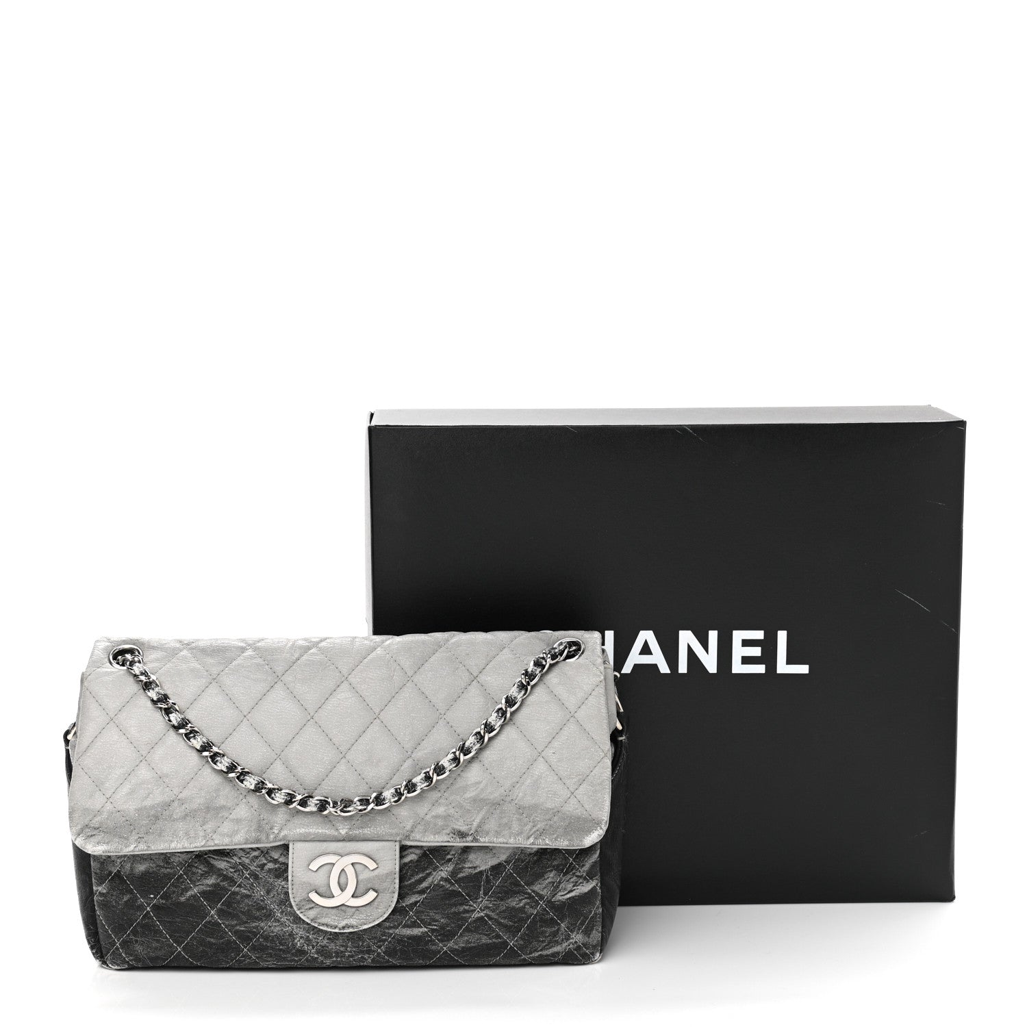 Chanel Vinyl Quilted Jumbo Melrose Degrade Flap Black 12 of 12