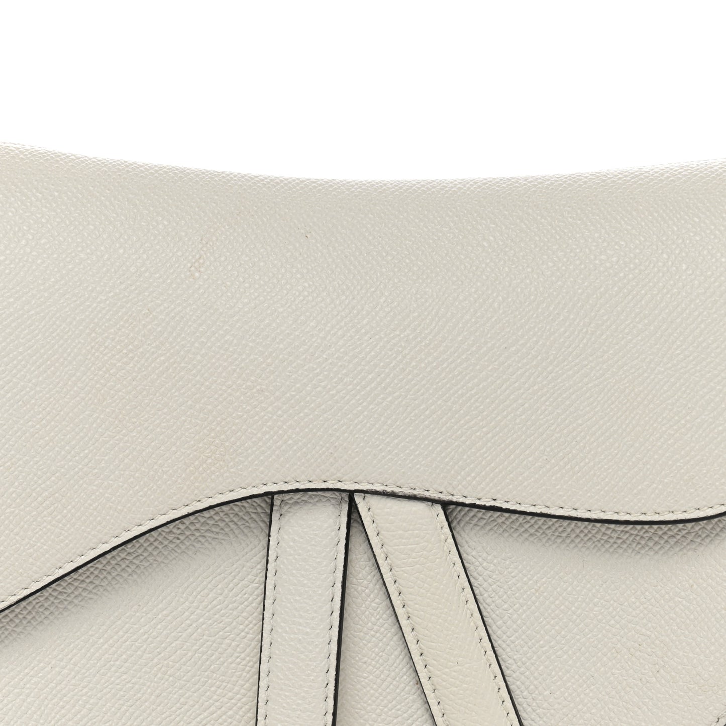 Grained Calfskin Saddle Bag White